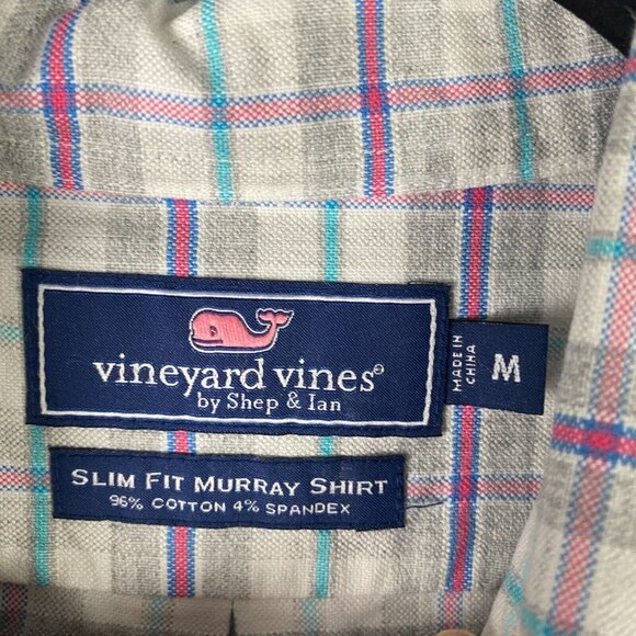 Vineyard Vines Slim Fit Murray Shirt Mens Medium Gray Plaid Long Sleeve Button - Picture 4 of 9